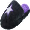 Static Footwear Girls Fluffy Slip On Warm House Slippers,Black Star,2/3 view 1