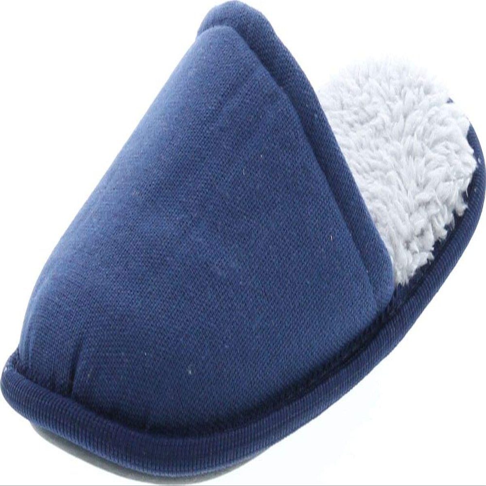 Static Footwear Kids Open Back Slip On Warm House Slippers,Navy/Grey,13/1