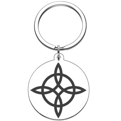 Dacai Laser Engraved Amulet Talisman Witch Knot Witchcraft Symbol Stainless Steel Keychain Key Ring Well Polished