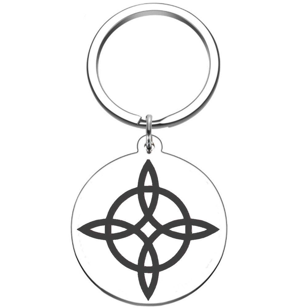 Dacai Laser Engraved Amulet Talisman Witch Knot Witchcraft Symbol Stainless Steel Keychain Key Ring Well Polished