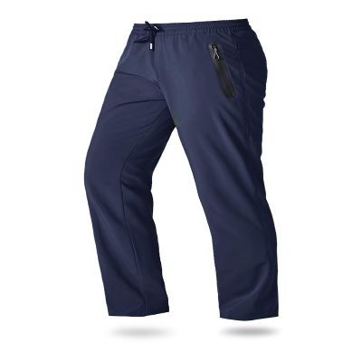 Boladeci Mens Workout Athletic Pants Stretch Jogger Breathable Active Pull On Sport Running Elastic Waistband Jogging Sweatpants with Zipper Pockets Navy Blue 32