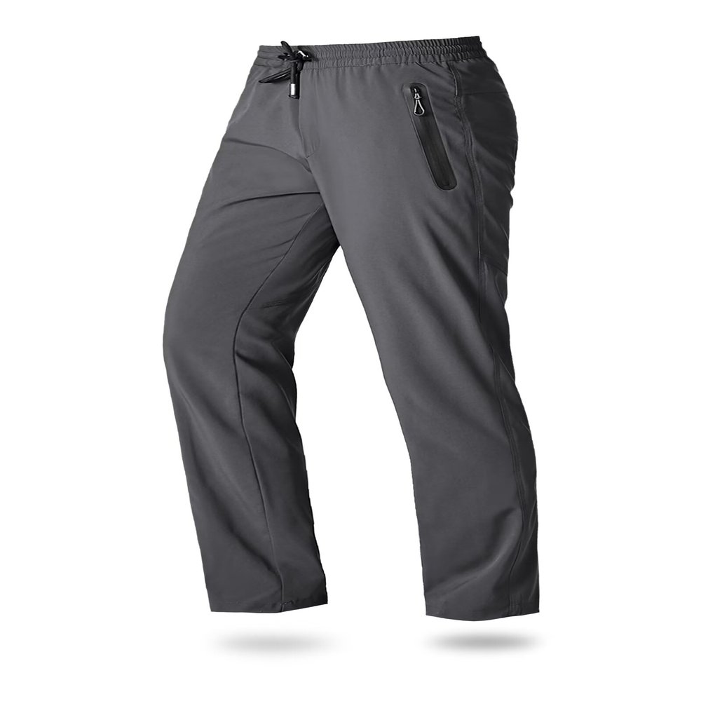 Boladeci Mens Lightweight Hiking Pants Quick Dry Stretch Breathable Elastic Waist Sun Protection Polyester Water Resistant Sweatpants with Zipper Pockets Dark Gray 30