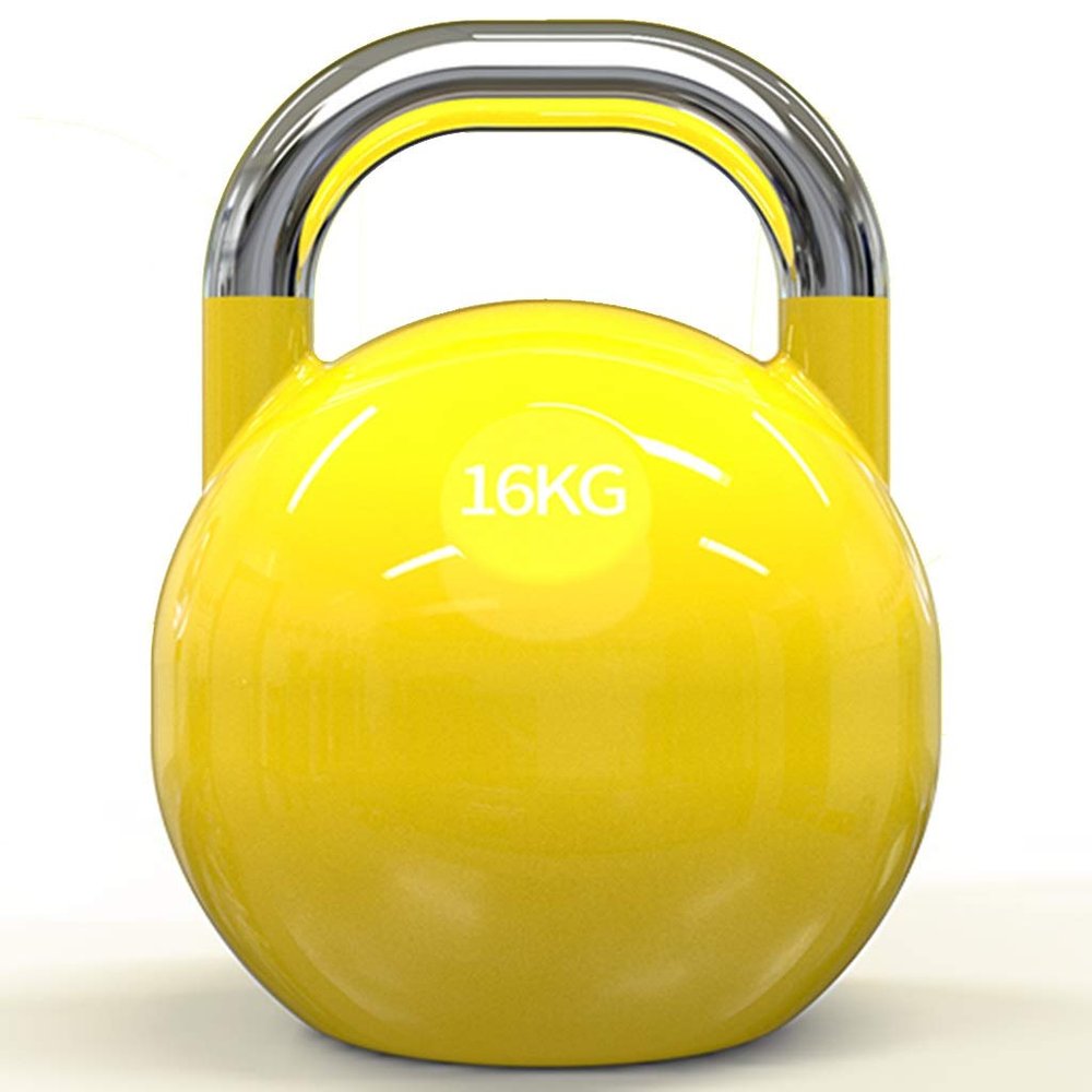 ZYCSKTL Kettlebells Household Female Fitness Kettlebells, Men's Competitive Kettlebells, Gym Integrated Professional Lifting Kettlebells (Color : 16kg Yellow)
