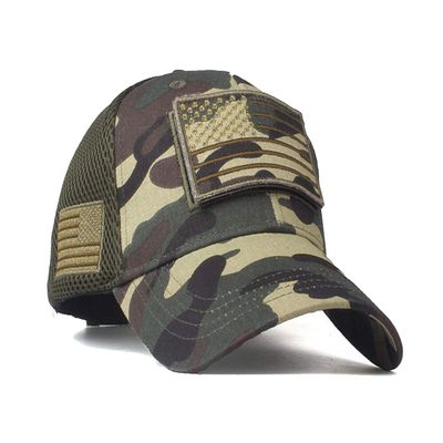 Anna-Kaci Camouflage Trucker Special Tactical Operator Forces USA Flag Patch Baseball Cap, Forest camo, OneSize