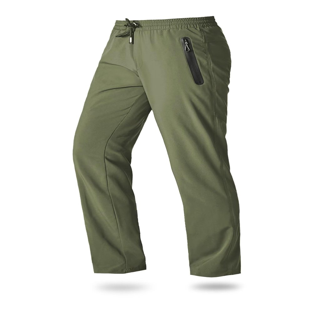 Boladeci Mens Jogger Elastic Waist Pants Quick Dry Athletic Workout Stretch Breathable Running Active Pull On Sports Jogging Sweatpants with Pockets Olive 38