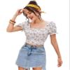 Floerns Women's Floral Print Square Neck Backless Tie Back Crop Top Blouse A Multi XL view 3