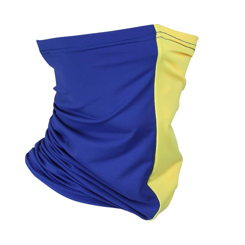 Headband Headwear Scarf Neck Gaiter Balaclavas Bandana Dustproof Sun Dust Protection for Outdoors Sports Hiking Cycling Running Fishing (Yellow/Royal Blue)