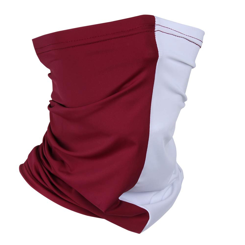 Headband Headwear Scarf Neck Gaiter Balaclavas Bandana Dustproof Sun Dust Protection for Outdoors Sports Hiking Cycling Running Fishing (Maroon/White)