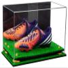 Better Display Cases Acrylic Large Shoe Display Case for Basketball Shoe Soccer Cleat Football Cleat with Mirror, Yellow Risers and Turf Base (A013/V11) view 1