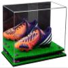 Better Display Cases Acrylic Large Shoe Display Case for Basketball Shoe Soccer Cleat Football Cleat with Mirror, Purple Risers and Turf Base (A013/V11) view 1