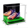 Better Display Cases Acrylic Large Shoe Display Case for Basketball Shoe Soccer Cleat Football Cleat with Mirror, Pink Risers and Turf Base (A013/V11) view 2
