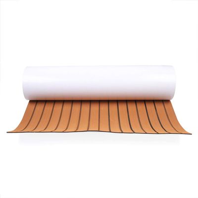 Eapmic EVA Faux Teak Decking Sheet for Fish Boat Yacht Non-Slip Marine Flooring Mat (Brown with Black Stripes, 106''x35'')