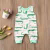 jiaoutky Newborn Infant Baby Boy Girl Clothes Dinosaur Sleeveless Romper One-Piece Bodysuit Jumpsuit Outfits Clothing (Crocodile, 0-6 Months) view 2