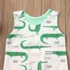 jiaoutky Newborn Infant Baby Boy Girl Clothes Dinosaur Sleeveless Romper One-Piece Bodysuit Jumpsuit Outfits Clothing (Crocodile, 0-6 Months) view 3