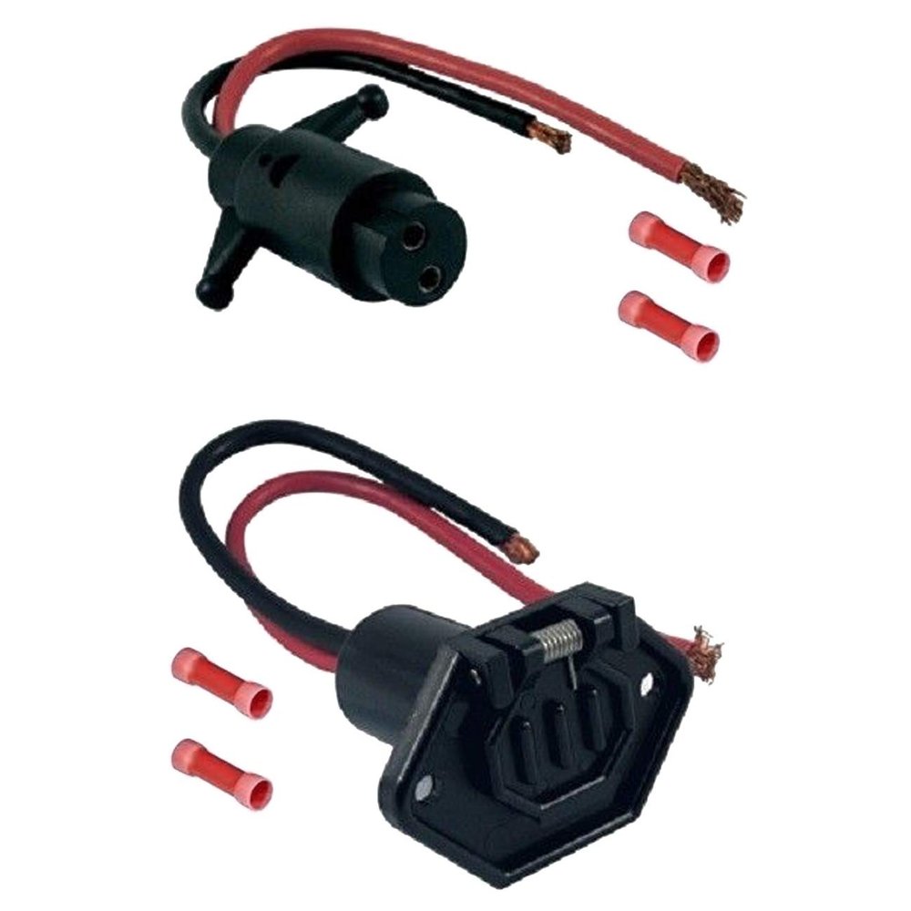 Boat Marine Heavy Duty 2 Wire 12-24 Volt 60 amp Trolling Motor 8g Plug Socket Set