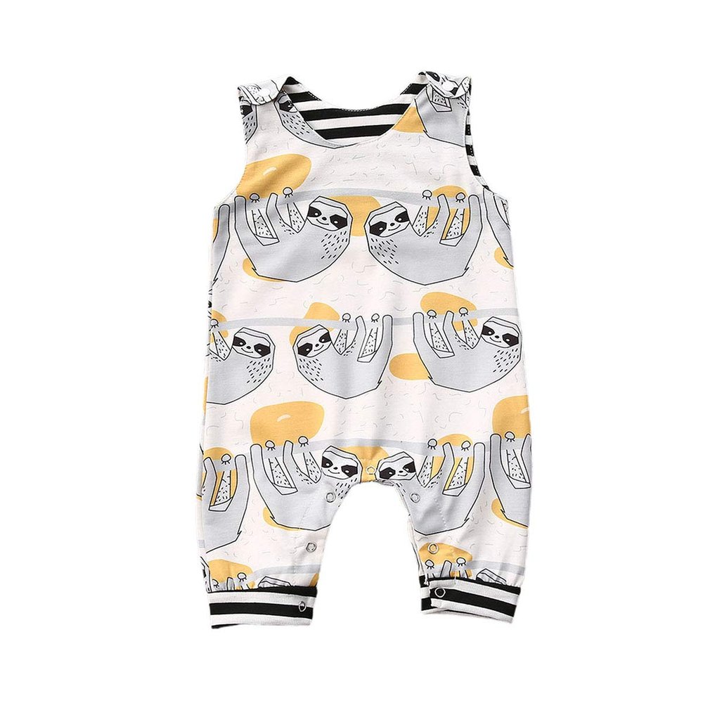 jiaoutky Newborn Infant Baby Boy Girl Clothes Dinosaur Sleeveless Romper One-Piece Bodysuit Jumpsuit Outfits Clothing (sloth, 12-18 Months)