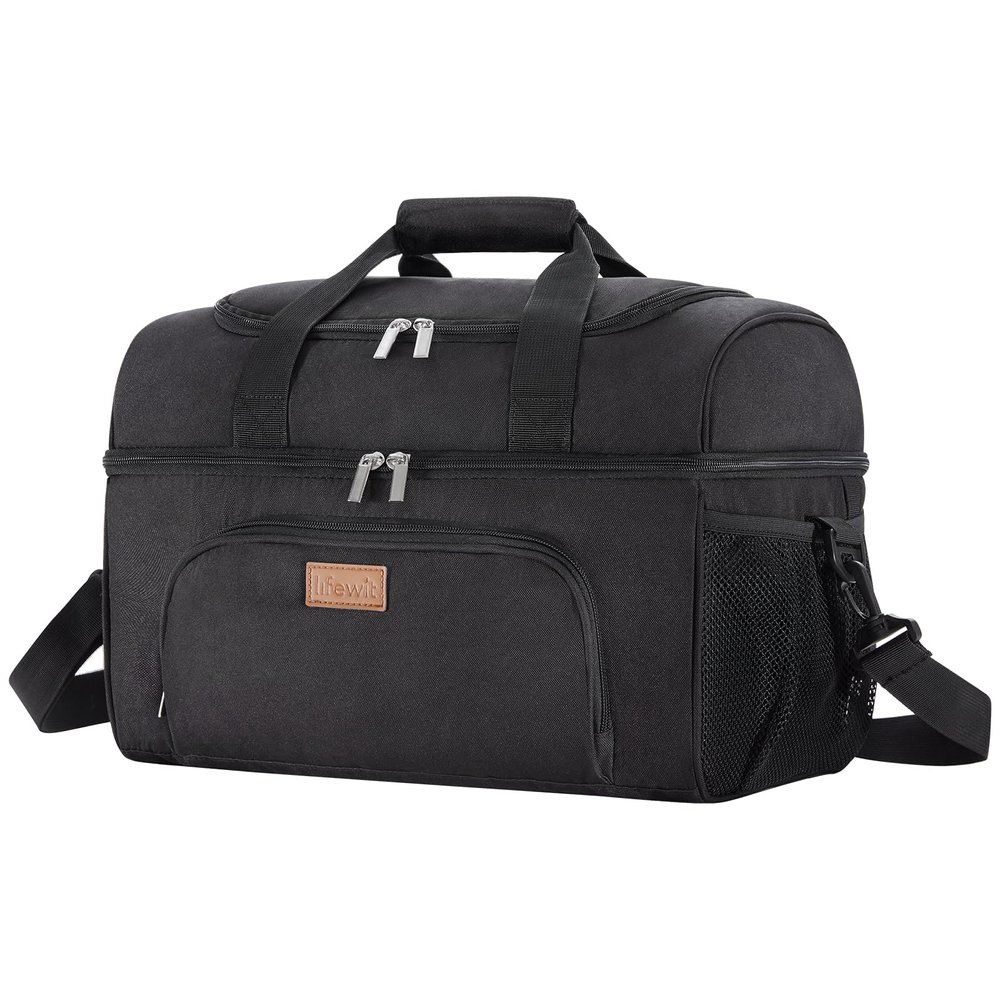 Lifewit Insulated Cooler Bag, 48 Can Large Leakproof Beach Cooler, Lightweight Portable Double Layer Soft-Sided Travel Ice Chest for Camping, Kayaking, Road Trips, Grocery Shopping, Black