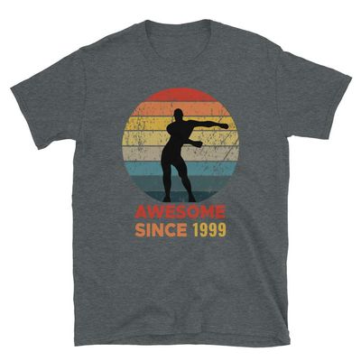 1999 Birthday Shirt (Short-Sleeve Unisex) Flossing Dance Vintage Sunset Dark Heather