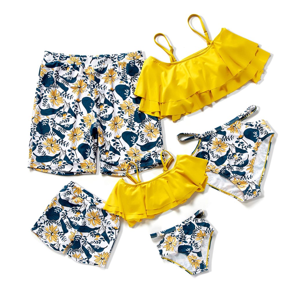 Herbeeza Family Matching Swimsuits, Printed Swimming Pants for Man Youth,Boys,Athletic Swimwear Jammers