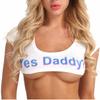 ACSUSS Womens Naughty Schoolgirl Lingerie Set Yes Daddy Letter Printed Tops Mini Plaid Pleated Skirt White&Black One Size view 3