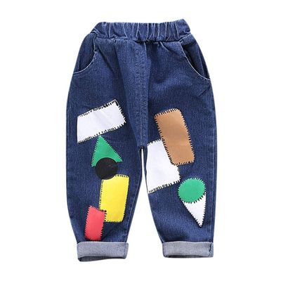 Toddler Baby Girls Fashion Cartoon Denim Pants Kids Leggings Jeans Sweatpants for 1-4 Years Old Dark Blue