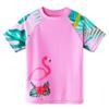 Girls Two Piece Swimsuit Floral UPF 50+ Rash Guard Set Kids Swimwear S324_FlamingoPink_12A Flamingo Pink view 2