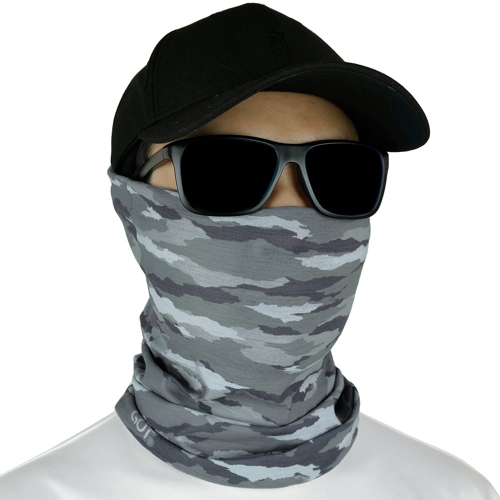 Fishing Mask - Camo Neck Gaiter Face Mask for Men & Women - Sun Protection Face Cover - Bandana, Scarf (Disruptive Stone Camo)