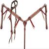 Showman Leather Single Ear Headstall & Breast Collar Set w/Buckstitch Trim & Reins view 1