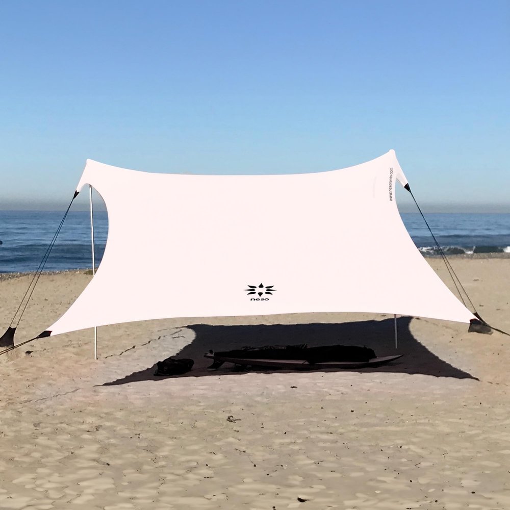 Neso Gigante Portable Beach Tent Sun Shelter - Lightweight Beach Shade Canopy - Easy Setup for Family Outings - Patented Reinforced Corners - UPF 50+ Sun Protection - 8ft Tall, 11 x 11ft - White