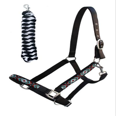 CHALLENGER Nylon Horse Beaded Halter Nickle Plated Hardware w/Lead Rope Tack Lime 606175BK