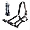 CHALLENGER Nylon Horse Beaded Halter Nickle Plated Hardware w/Lead Rope Tack Lime 606175BK view 1