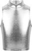 Oyolan Kids Girls Metallic Turtleneck Sleeveless Tank Tops for Ballet Dance Workout Gym Silver 12