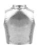 Oyolan Kids Girls Metallic Turtleneck Sleeveless Tank Tops for Ballet Dance Workout Gym Silver 12 view 2