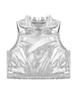 Oyolan Kids Girls Metallic Turtleneck Sleeveless Tank Tops for Ballet Dance Workout Gym Silver 12 view 3