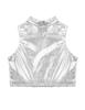 Oyolan Kids Girls Metallic Turtleneck Sleeveless Tank Tops for Ballet Dance Workout Gym Silver 12 view 4