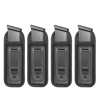 4-Pack Universal IWB Magazine Holster Concealed Carry 9mm .40 .45 | Inside The Waistband Mag Pouch | Mag Holster for Glock 43 17 Sig 1911 S&W M&P | Fits Any 7 10 15 Round Clips for All Pistols