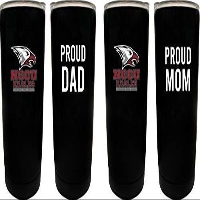 North Carolina Central Eagles Proud Mom and Dad 16 oz Insulated Stainless Steel Tumblers 2 Pack Black. Officially Licensed Collegiate Product