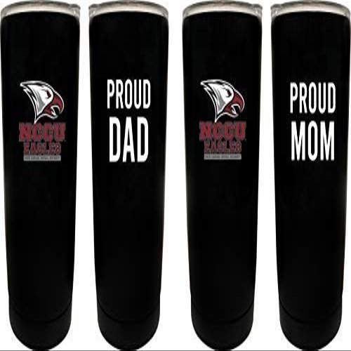 North Carolina Central Eagles Proud Mom and Dad 16 oz Insulated Stainless Steel Tumblers 2 Pack Black. Officially Licensed Collegiate Product