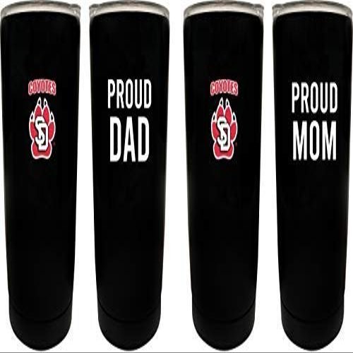 South Dakota Coyotes Proud Mom and Dad 16 oz Insulated Stainless Steel Tumblers 2 Pack Black. Officially Licensed Collegiate Product