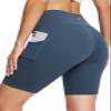 baleaf Biker Shorts Women Yoga Gym Workout Spandex Running Volleyball Tummy Control Compression with Pockets Soft 8" Blue XXL view 1