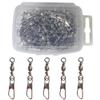 100 pcs Barrel Swivel Bearing with Safty Snap Connector Solid Rings Pin Fishing Connectors +A (4#) view 1