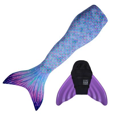 Mermaid Tail and Monofin for Swimming with MER-Shield Tip Protection, Adult Sizes (Aurora Borealis - Lavender Monofin, Adult S (JS 4-6))