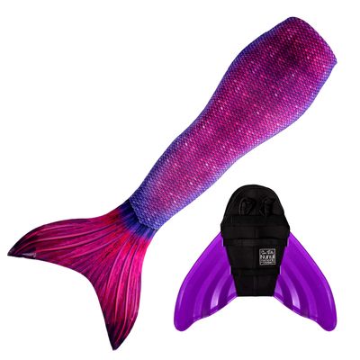 Mermaid Tail and Monofin for Swimming with MER-Shield Tip Protection, Adult Sizes (Bali Blush - Purple Monofin, Adult L (JL 12-16))