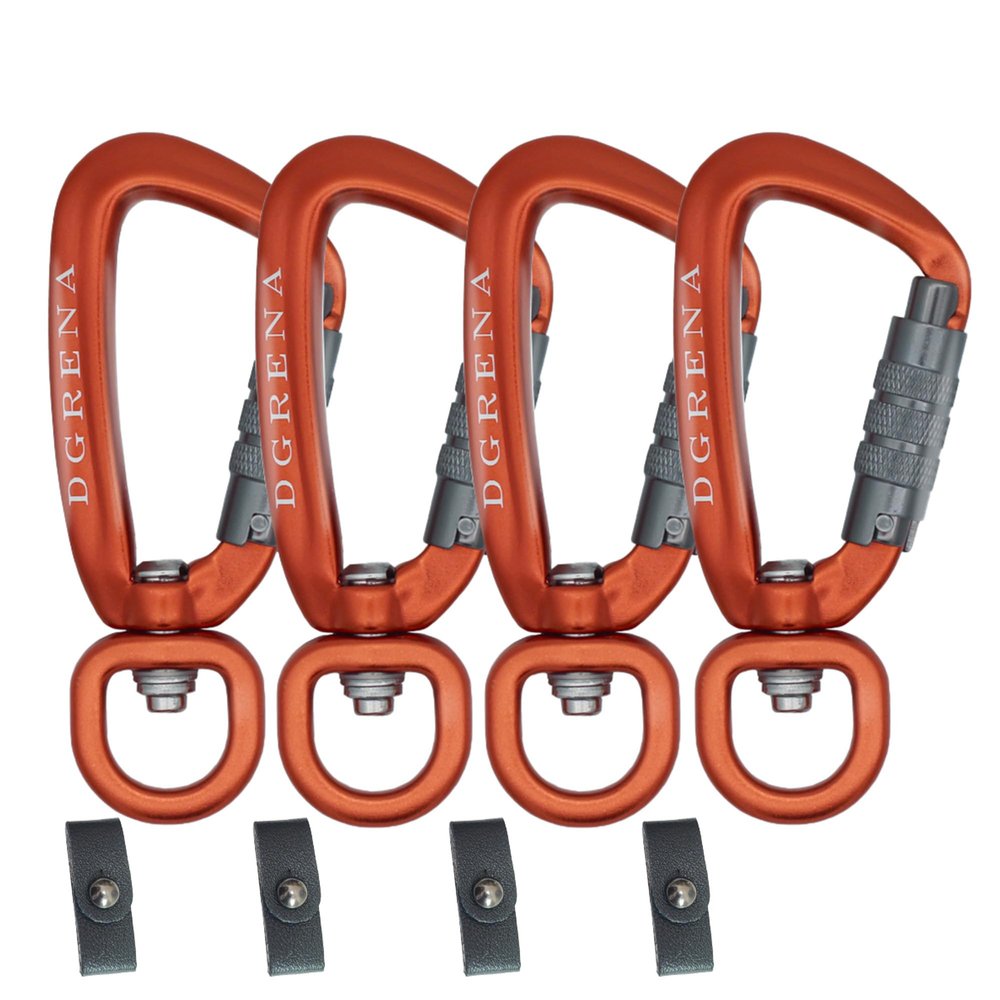 DGRENA Carabiner, Keychain, Spring BuckleMade of high Hardness Aluminum which is Suitable for hammocks, Home Tools, Camping, Hiking, utilities, and etc. (Orange/4 Packs in one)