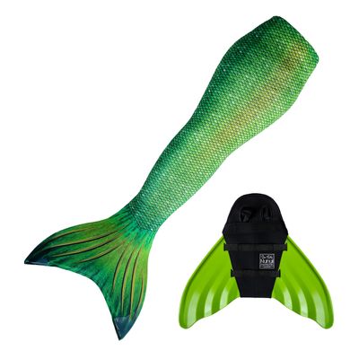 Mermaid Tail and Monofin for Swimming with MER-Shield Tip Protection, Adult Sizes (Lime Rickey - Lime Monofin, Adult L (JL 12-16))