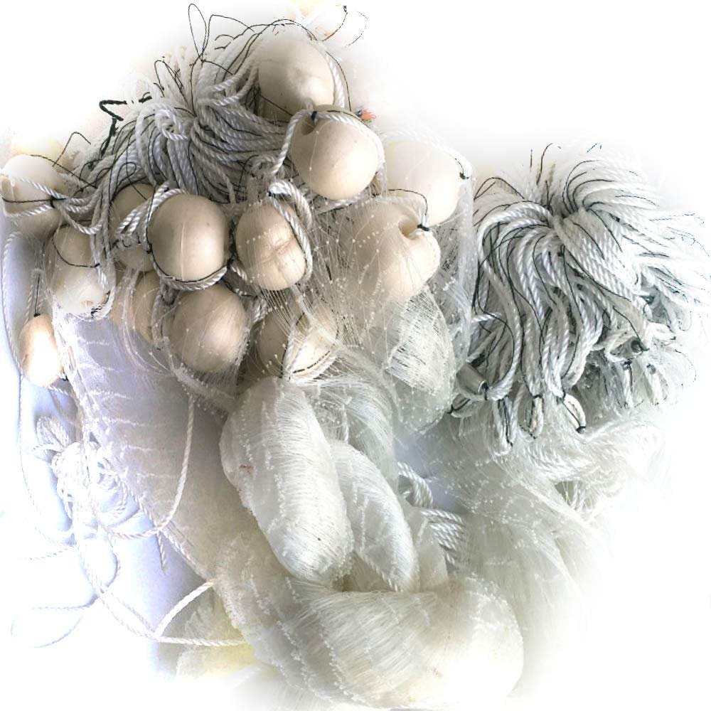 FREGITO Runing Water Trail Net, 6cm Mesh Fishing Gill Net, Weighted Monofilament Seine Nets, 2 M - 6 M High, 20 M -100m Length
