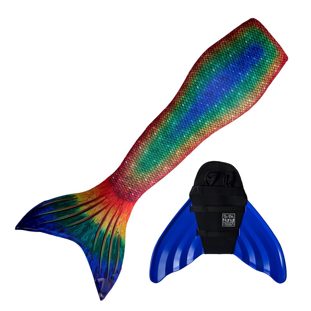 Mermaid Tail and Monofin for Swimming with MER-Shield Tip Protection, Adult Sizes (Seven Seas - Blue Monofin, Adult L (JL 12-16))