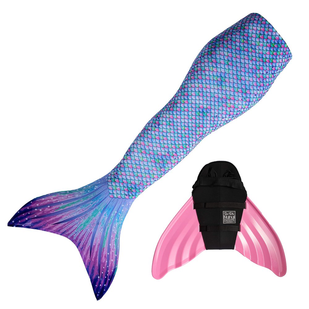 Mermaid Tail and Monofin for Swimming with MER-Shield Tip Protection, Adult Sizes (Aurora Borealis - Pink Monofin, Adult S (JS 4-6))