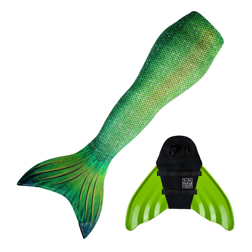 Mermaid Tail and Monofin for Swimming with MER-Shield Tip Protection, Adult Sizes (Lime Rickey - Lime Monofin, Adult S (JS 4-6))