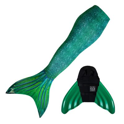 Mermaid Tail and Monofin for Swimming with MER-Shield Tip Protection, Adult Sizes (Siren Green - Green Monofin, Adult M (JM 8-10))